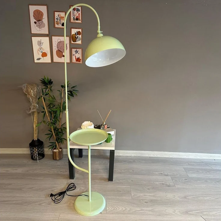 Bamyum Stehlampe Moderne Stehlampe aus Metall mit E27, verstellbarer Lampenschirm, ohne Leuchtmittel, E27, verstellbarer Lampenschirm, Stehluchte mit Ablage – Bild 2