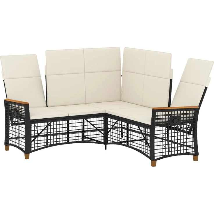 vidaXL Garten Liegesofa Set Schwarz und Cremeweiß 164 x 164 x 112 cm 42026823 – Bild 4