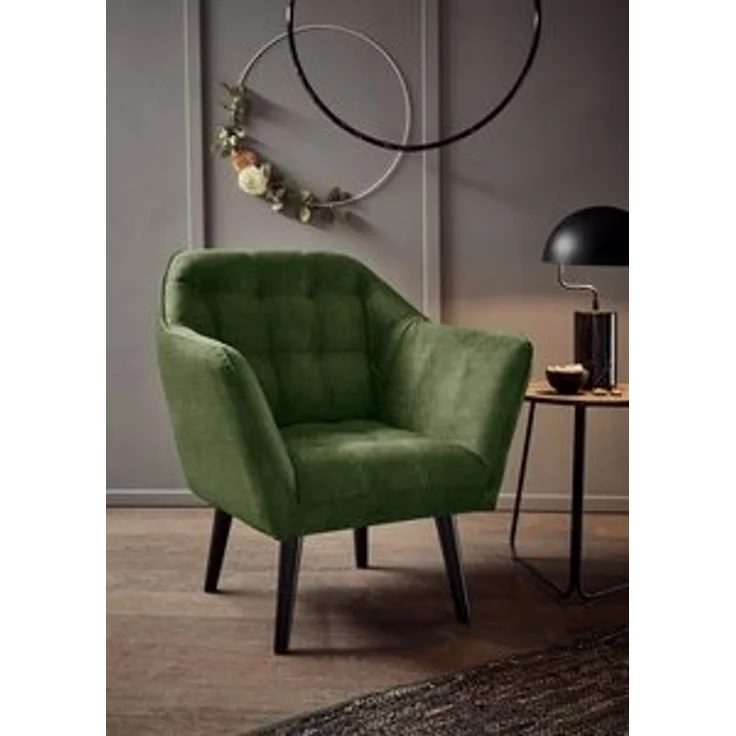 MAX Loungesessel mit Armlehnen, Winter Moss - Bequemer Sessel gepolstert mit schwarzen Massivholz Füßen für Esszimmer & Wohnzimmer - 84 x 87 x 70 cm (B/H/T) – Bild 6