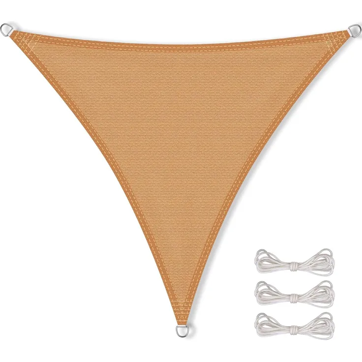 CelinaSun Sonnensegel nkl Befestigungsseile HDPE wetterbeständig atmungsaktiv Dreieck 3 x 3 x 3 m Sand beige