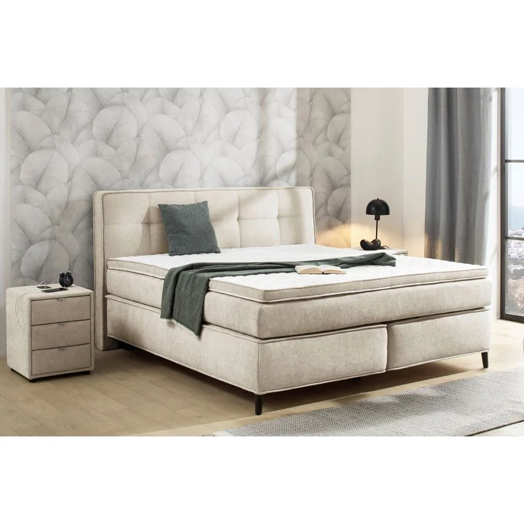 Jockenhöfer 'Capello' Boxspringbett, 180x200 cm, Flachgewebe Beige – Bild 5