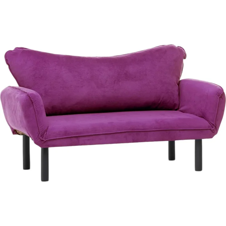 Dmora 2-Sitzer SchlafsofaMindulle, Verwandelbares Sofa, Lineare Stoffstruktur, Schlafsessel mit Stauraum, 140x65 h70 cm, Lila