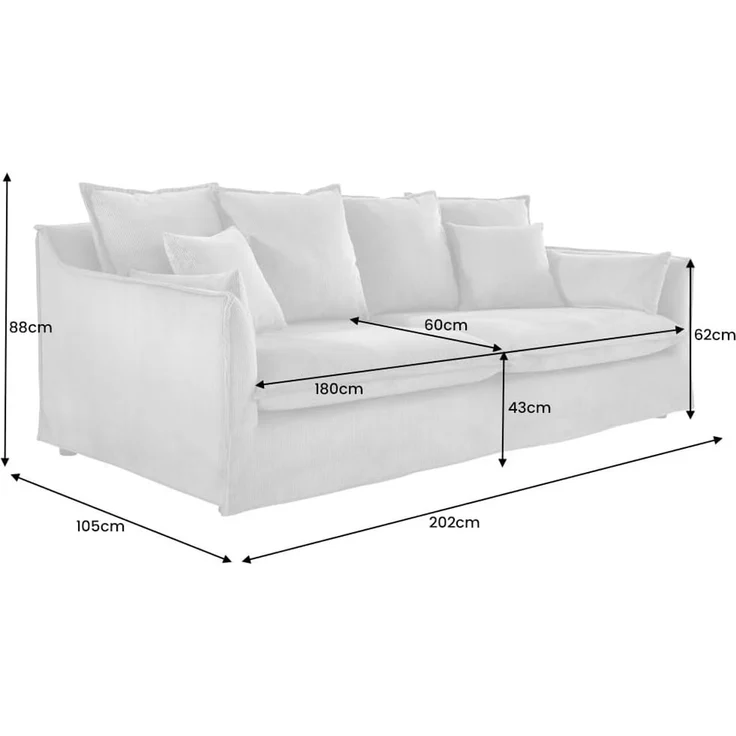 riess-ambiente 3-Sitzer HEAVEN 210cm senfgelb · Hussensofa inkl. Kissen und abnehmbaren Bezug, Einzelartikel 1 Teile, Wohnzimmer-Couch · Samt-Bezug · Federkern-Polsterung · Landhausstil – Bild 3