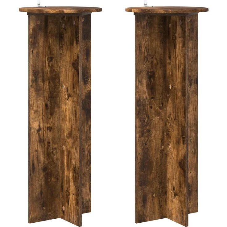 vidaXL Pflanzenständer 2 stk. Räuchereiche Ø40 x 100 cm Holzwerkstoff 899695 – Bild 2