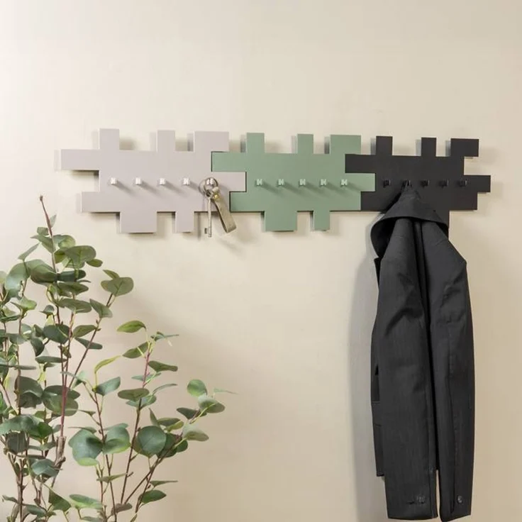 Spinder Design TETROMINO Garderobe Hakenleiste Schwarz, MDF, Stahl, Skandinavisch 40x3,5x20,5 cm – Bild 7