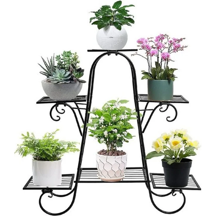 Youyijia Blumenständer Metal Flower Stand Black Flower Stairs with 6 Levels – Bild 4