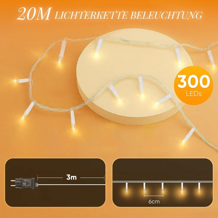 SALCAR 20m 300er LED Lichterkette Weihnachten mit Fernbedienung – Bild 2