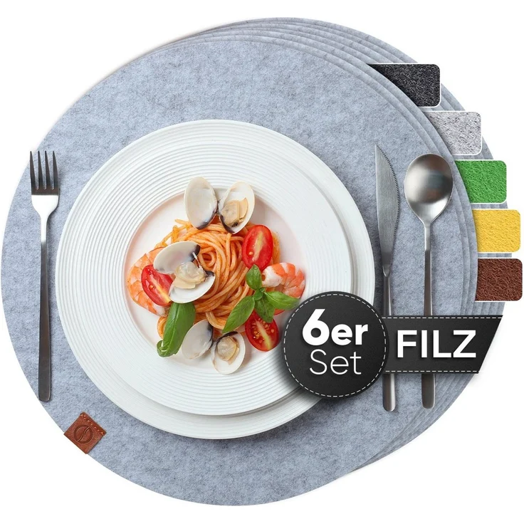 Loco Bird Platzset Tischset aus Filz, 6er Set Rechteckig, 38 cm Telleruntersetzer, (Tischset), abwischbare Tischuntersetzer Platzdeckchen – Bild 1