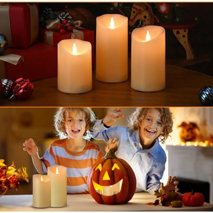 EXTSUD LED Kerzen LED Flackernde Flammenlose Kerze bewegte Flamme Kerzen mit Fernbedienung 3er Kerzen mit 24 Stunden Timerfunktion Battery Candle Moving Flame Schlafzimmer Valentinstag Deko – Bild 4