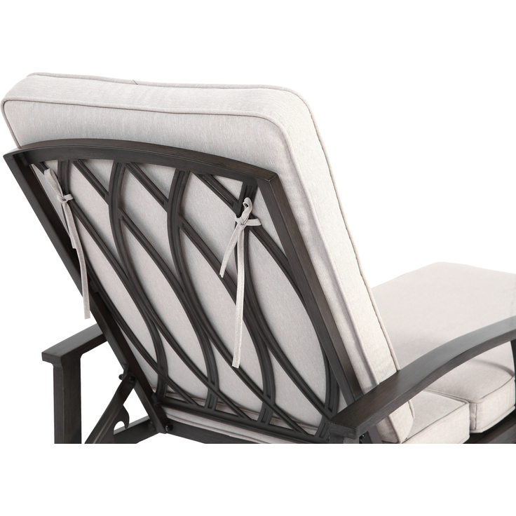 Lounge Gartenstuhl mit verstellbarer Rückenlehne, Aluminium Rahmen, bronzefarbene Pulverbeschichtung, Baumwollkissen Weiß – Bild 8
