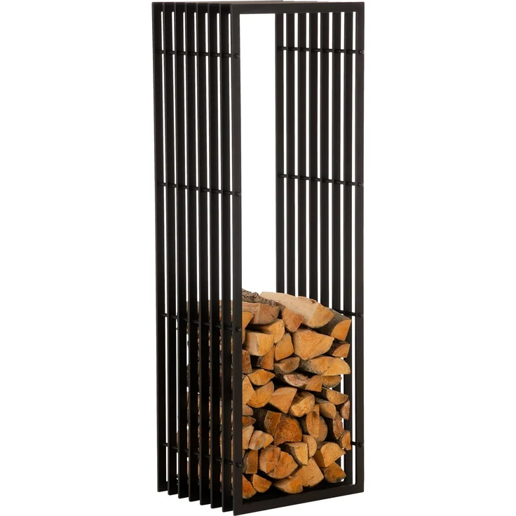 DELUKE® Kaminholzregal Metall PREMIUM - Innen und Aussen, Schwarz Brennholzregal innen Kaminholzständer Kaminholzhalter Feuerholzregal Aussen Holz stapeln Terrasse, 40x50x150cm – Bild 1