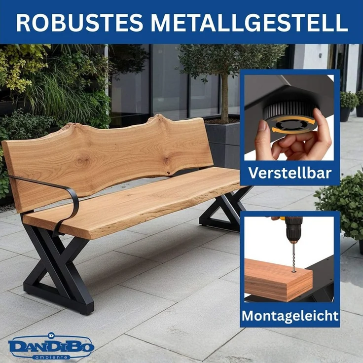 DanDiBo Sitzbank Bankgestell mit Lehne 2x Metall Schwarz Set DIY Bank Füße Bankkufen – Bild 3