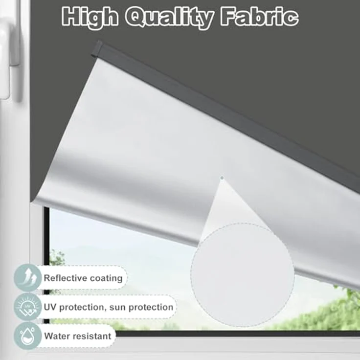 WOLTU Verdunkelungsrollo ohne Bohren, Klemmfix Thermorollo innen, Sicht- & Sonnenschutz Rollo, Schnurlos, Klemmrollo für Fenster & Türen, 95x150 cm, Anthrazit – Bild 2