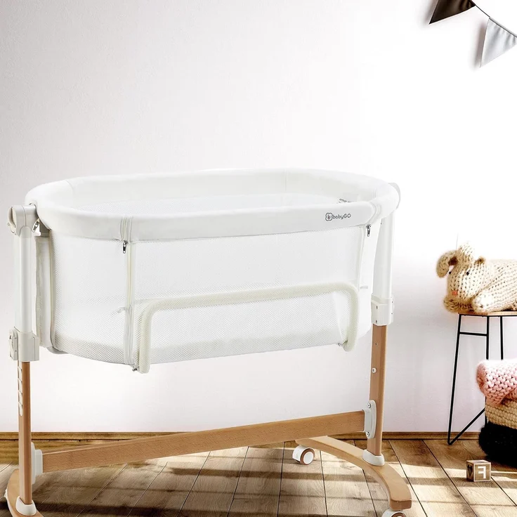 BABYGO 'AMILA' Beistellbett, Creme, höhenverstellbar, mit Schaukelfunktion – Bild 6
