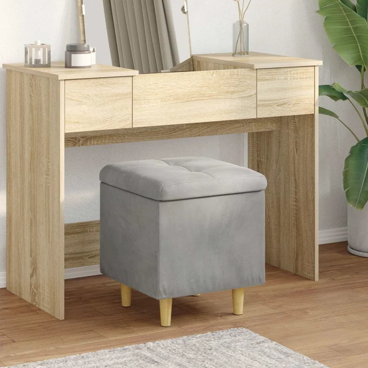 vidaXL Ottoman mit Stauraum Hellgrau 40 x 40 x 45 cm Samt 876810 – Bild 1