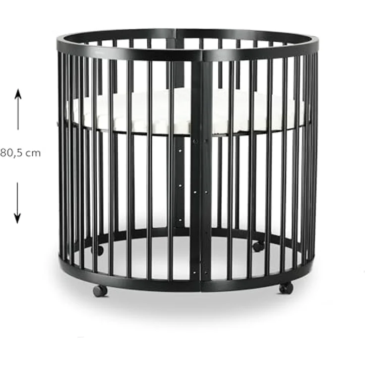 Deryan Willow Spielbox rund – Holz Laufstall für Babys – Inkl. Matratze – Schwarze Baby Playpen – Sicherer Indoor Spielplatz aus Holz - Schwarz – Bild 5