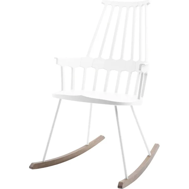 Kartell 595603 Comback Schaukelstuhl 58 x 100 x 58 cm Sitzhöhe 44 cm Sitzflächenfarbe Schaukelteil Eiche, weiß