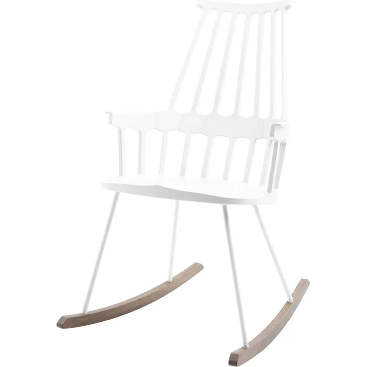 Kartell 595603 Comback Schaukelstuhl 58 x 100 x 58 cm Sitzhöhe 44 cm Sitzflächenfarbe Schaukelteil Eiche, weiß