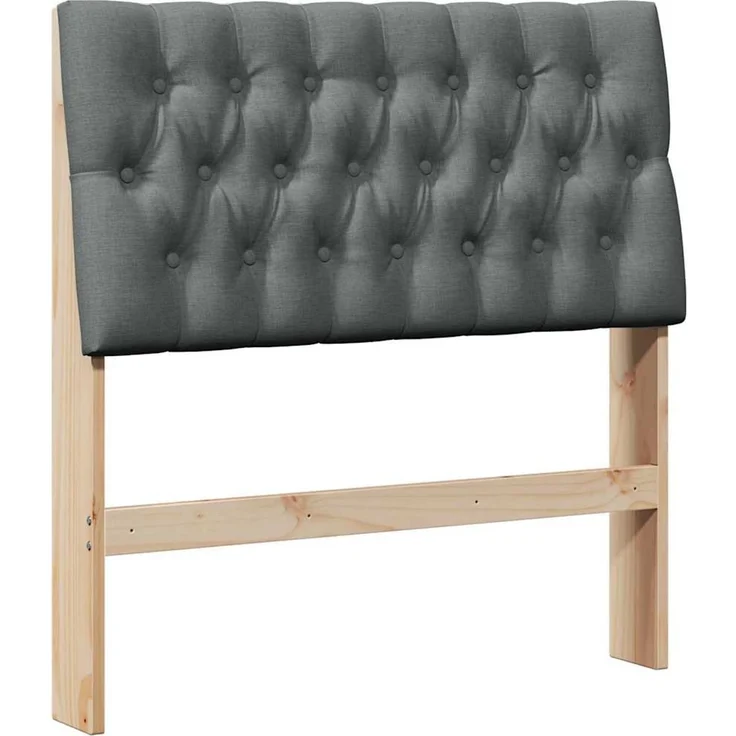 vidaXL Gepolstertes Kopfteil Dunkelgrau 90 cm Massives Kiefernholz Braun (Art-Nr 879360) – Bild 2