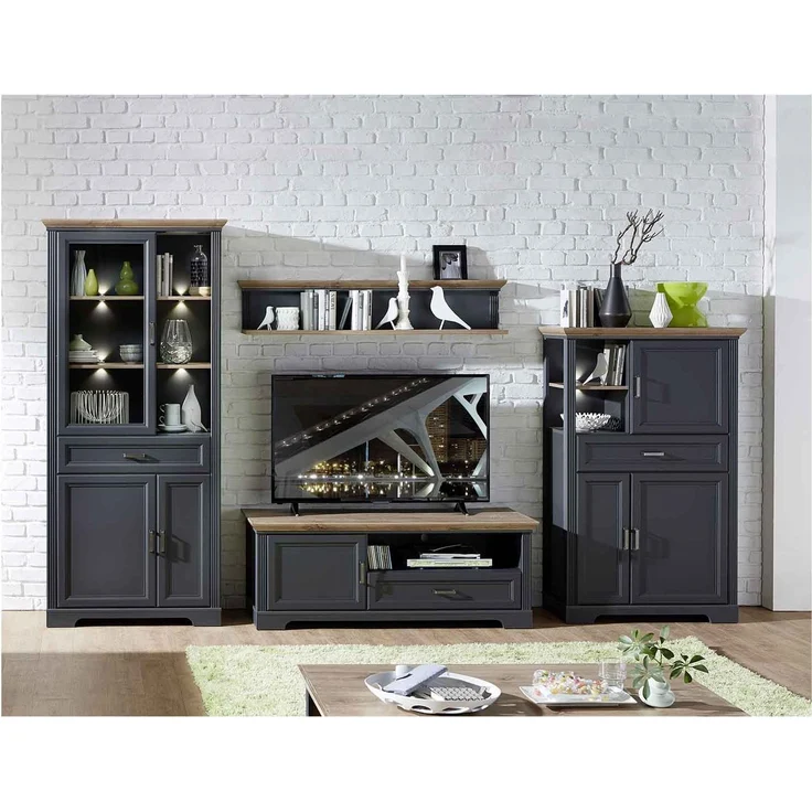 Wandboard Jena / Jasmin, Holzwerkstoff, Grau, Schwarz, 142 x 29 x 20 cm – Bild 2