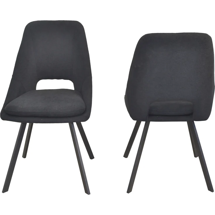 Moderner Esszimmerstuhl, Polsterstuhl "Luna" 2er-Set, Bezug Teddyoptik, schwarz – Bild 3