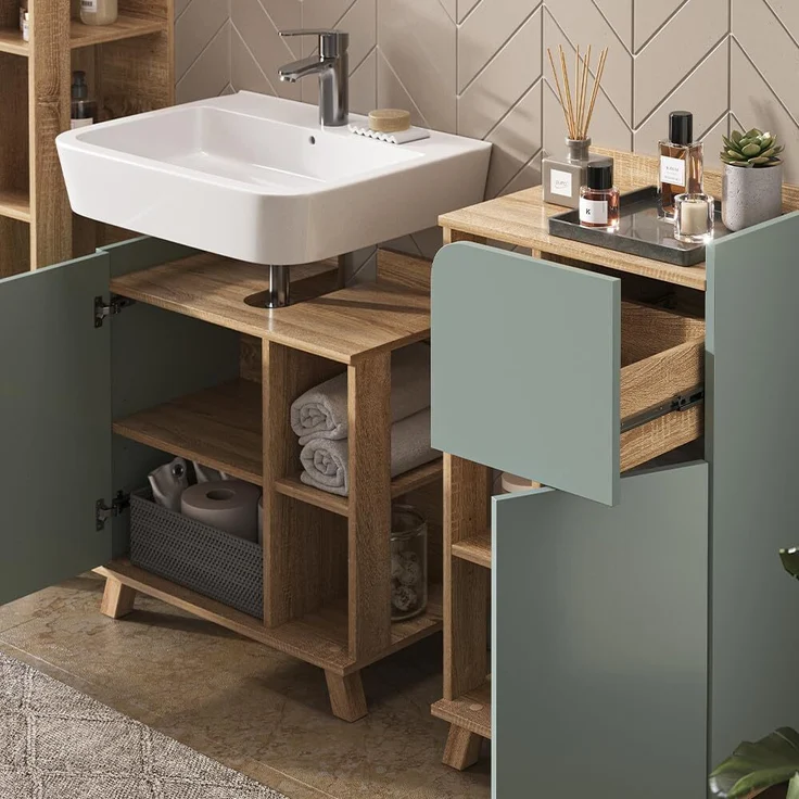 Badmöbel-Set Karen Sonoma/Blau 4 Teile Vicco – Bild 5