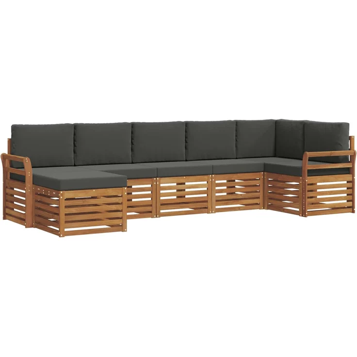 vidaXL Outdoor-Sofagarnitur 7 stk. 6-Sitzer Natur und Anthrazit 3375172 – Bild 2