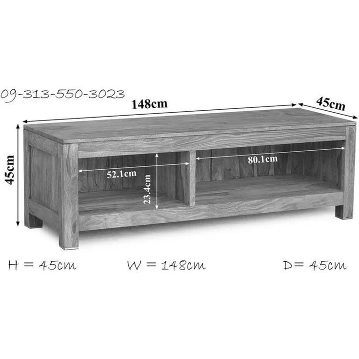 TV-Board Sheesham 148x45x45 grau geölt NATURE GREY #0123 – Bild 3
