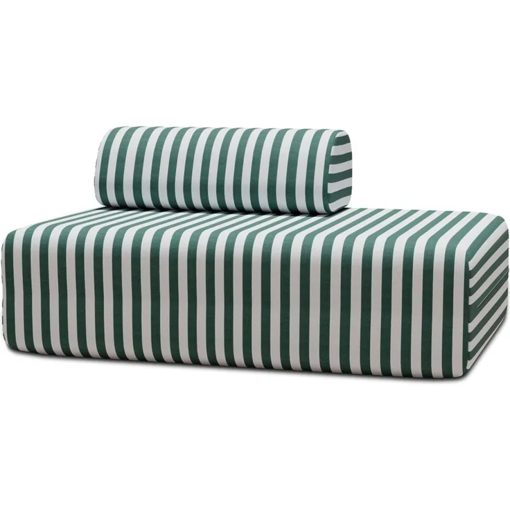 Zweisitzer-Gartensofa mit Streifen in Weiß und Dunkelgrün
