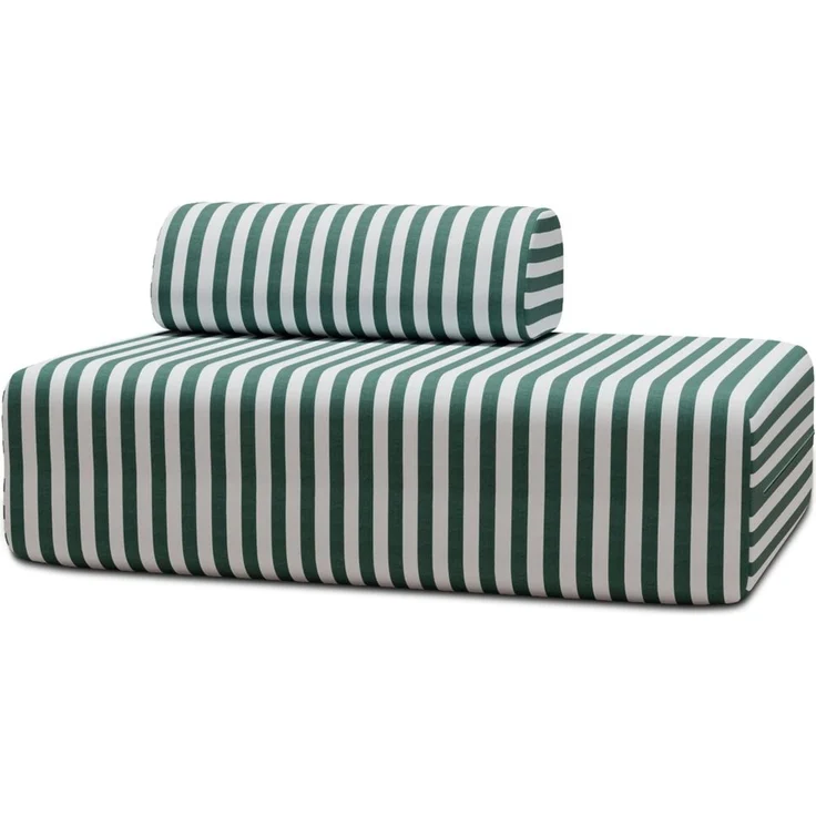 Zweisitzer-Gartensofa mit Streifen in Weiß und Dunkelgrün – Bild 1