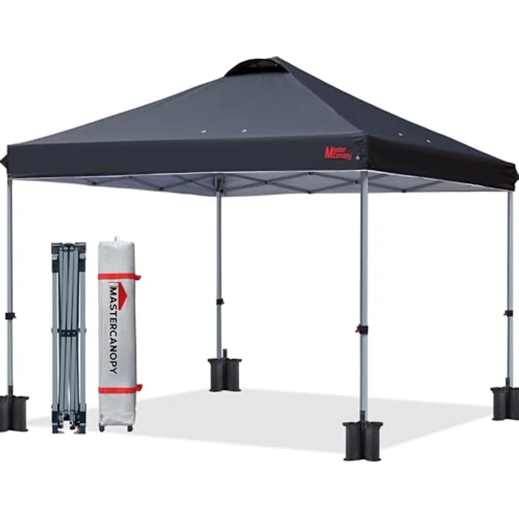 MASTERCANOPY 3x3 m Pop-up-Pavillon Faltpavillon Festzelt mit Entlüftung für Markt, Garten, Events, Schwarz – Bild 1