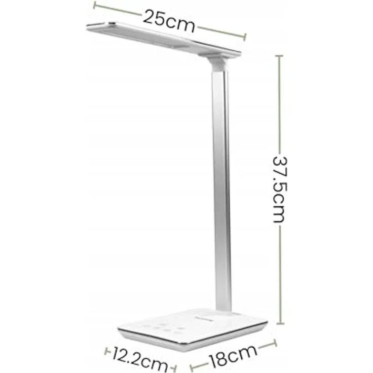 Huslog Schreibtischlampe mit Induktionsladegerät, verstellbarer Arm, 3 Lichtfarben, 5 Helligkeitseinstellungen, Weiß – Bild 5