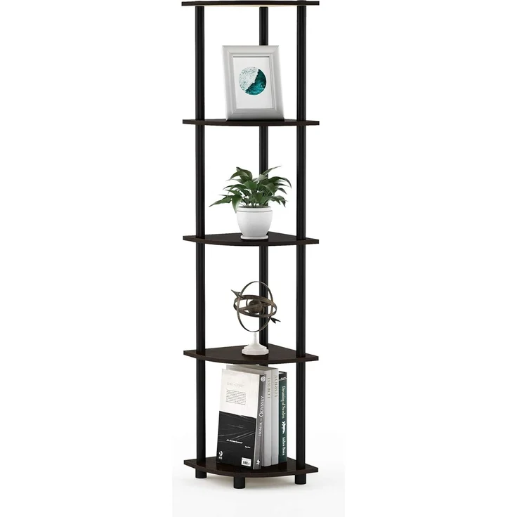 Furinno 5-Tier-Ecke Mehrzweck-Display Regale, Braun – Bild 1