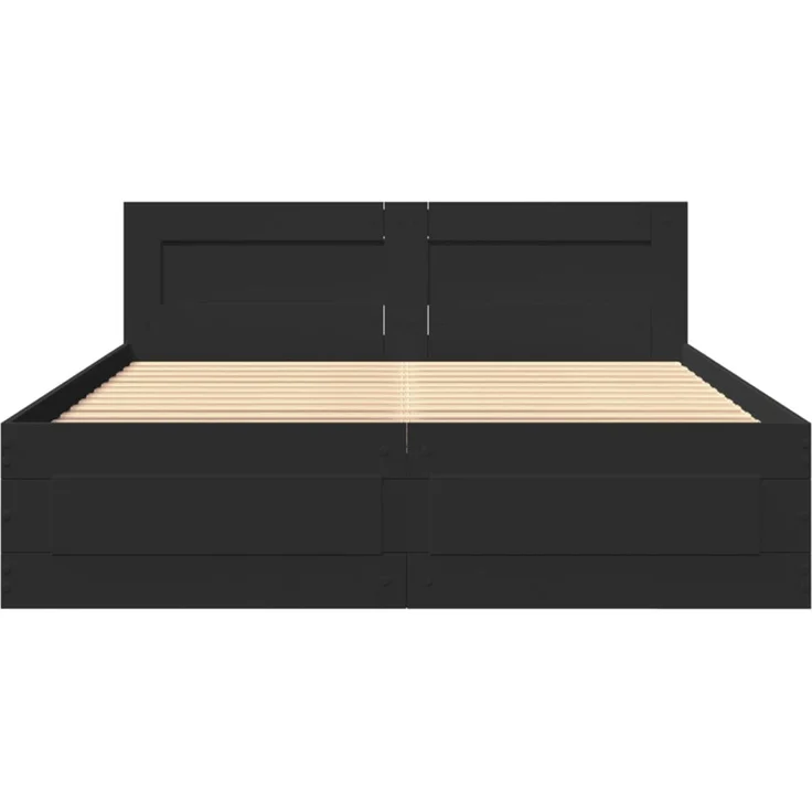 vidaXL Bettgestell mit Kopfteil ohne Matratze Schwarz 140x200 cm 3295563 – Bild 4