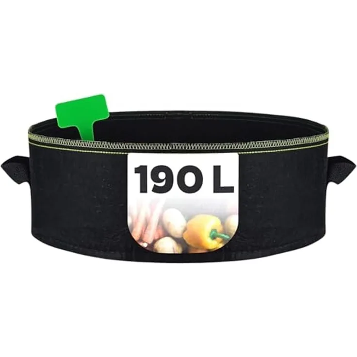 Praknu Pflanzkübel Hochbeet Pflanzsack 190L aus Vliesstoff mit Schilder zum Beschriften (Einzelartikel, 1 St), Für Gemüse, Pflanzen & Blumen - Stofftöpfe - Grow Töpfe