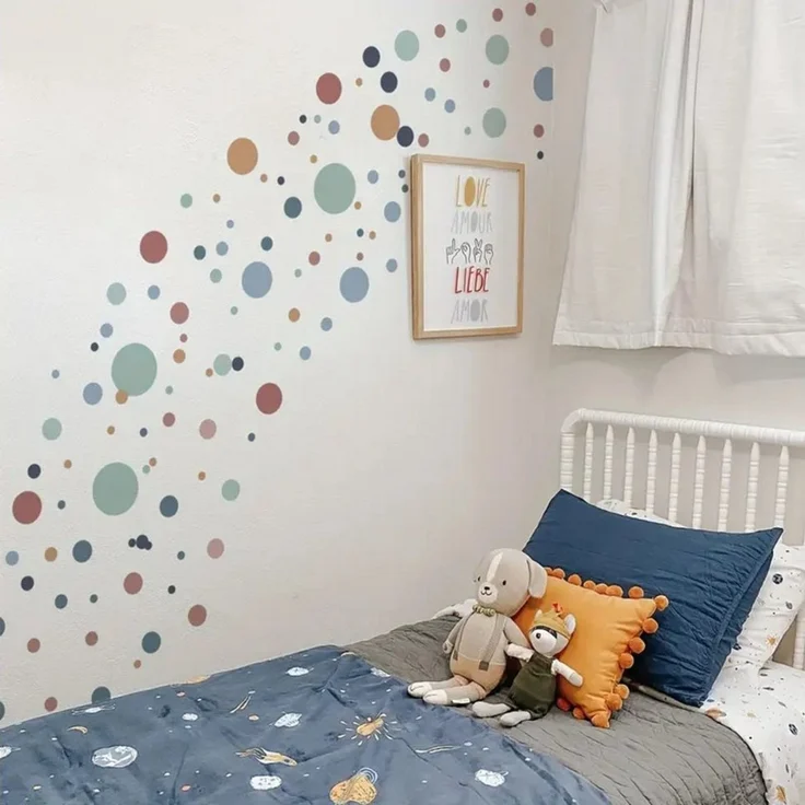 Montegoni Wandsticker Polka Dot Wandsticker 140 Kreise Selbstklebend Wanddeko Punkte (Wandaufkleber-Set, 4 Bögen mit gepunkteten Wandaufklebern), Selbstklebend, Abnehmbar, Flexible Anordnung, langlebig, Wasserfest – Bild 1