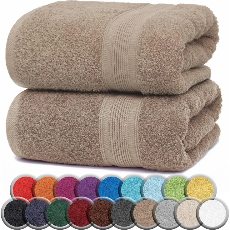 NatureMark 2er Pack SAUNATÜCHER/BADETÜCHER – Premium Qualität 80x200 cm – Sauna-Handtuch 100% Baumwolle – Farbe: Sand/Beige
