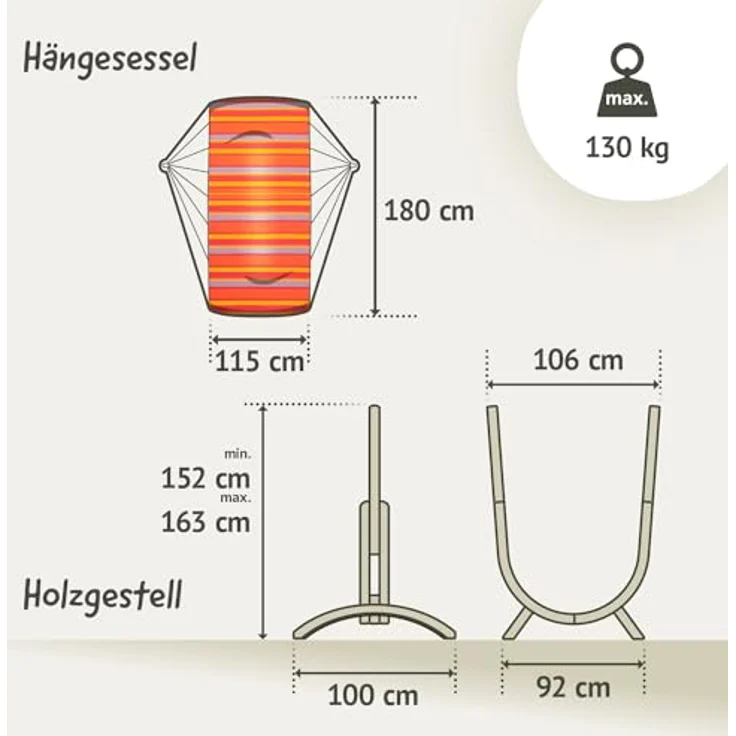 Udine Outdoor Toucan - Hängesessel Outdoor mit Gestell aus FSC™-zertifiziertem Eukalyptus Rot – Bild 3