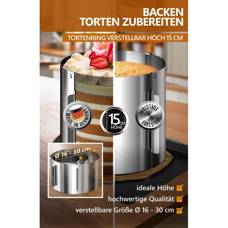 Aurelia Home Tortendeko-Set 144-teilig mit Tortenring 15 cm und Drehteller – Bild 3