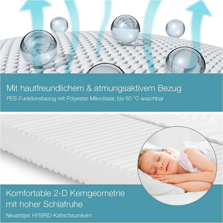Kaltschaummatratze Kinder- und Jugendmatratze Softwelle Härtegra.., RAVENSBERGER Matratzen, 16 cm hoch, Härtegrad H1/H2 (RG 30) 80x200 cm mit PES Bezug – Bild 3