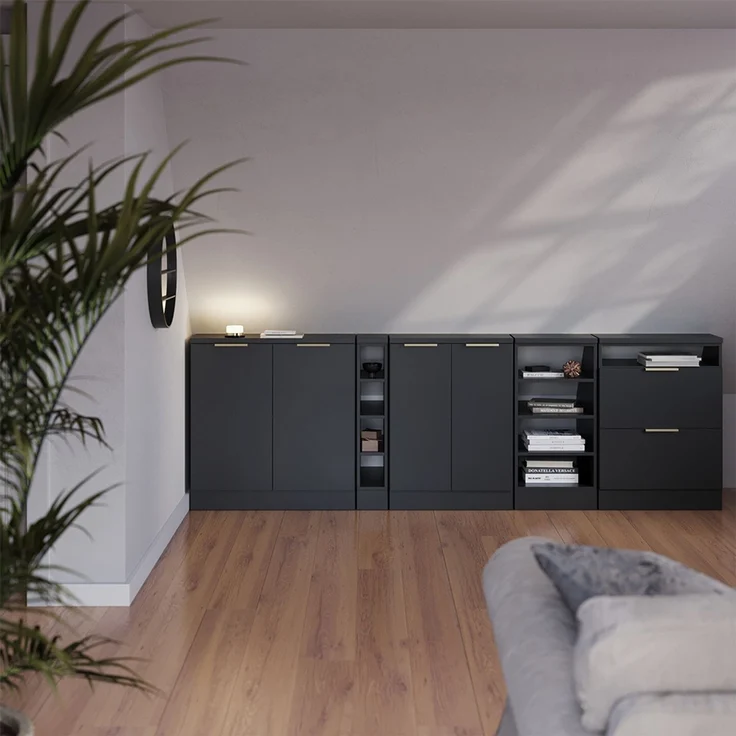 Küchenschrank für Dachschrägen R-Line Anthrazit-Gold 140 cm 2er Set Schrankkorpuss 60 cm Tiefe Vicco – Bild 4