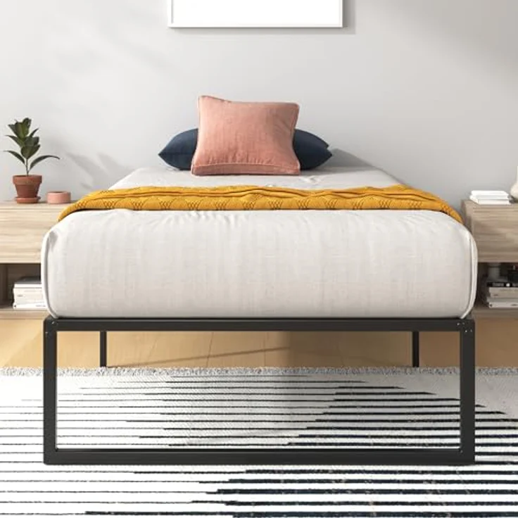ZINUS Lorelai Plattformbett aus Metall, 36 cm | Stahllattenrost | Für Erwachsene, Kinder, Jugendliche | Stauraum unter dem Bett | Einfache Montage | 90x200 cm | Schwarz – Bild 2