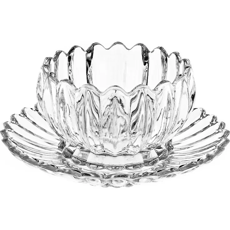 La Fiore Glasschalen mit Unterteller - 12-teiliges Set in Lotus Design