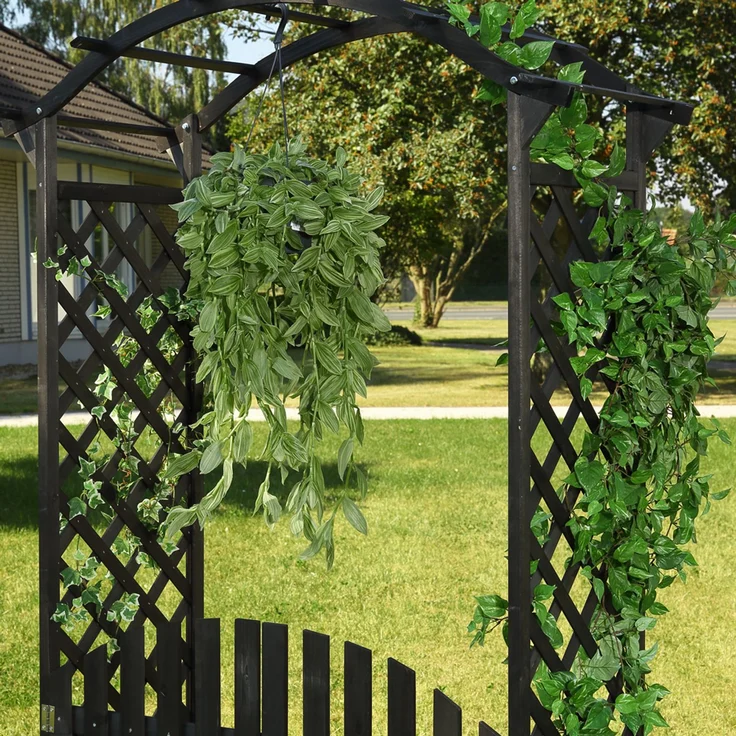 Rosenbogen Schwarz + Türen Spalier Rankhilfe Gitter Holz Pergola Garten Torbogen – Bild 3