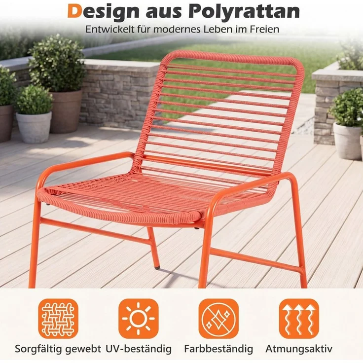 COSTWAY Balkonset, (3-tlg), Rattan Gartenmöbel Set für 2 personen Terrasse – Bild 3