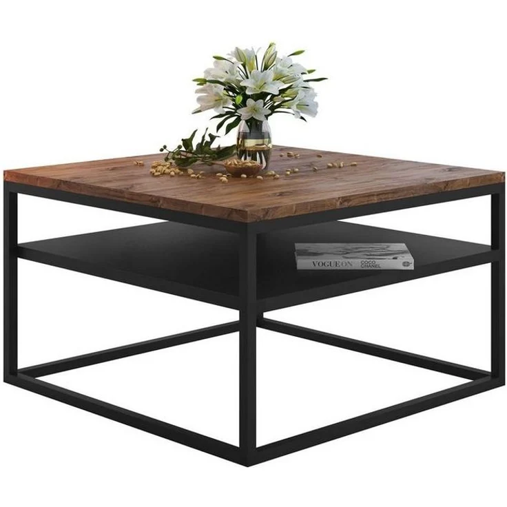 Lookway Couchtisch NOVA LOFT mit Ablage auf schwarzem Gestell (1x Tisch), Breite: 68,5 – Bild 1
