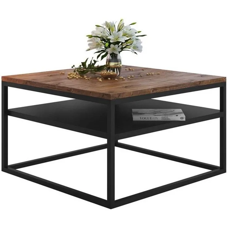 Lookway Couchtisch NOVA LOFT mit Ablage auf schwarzem Gestell (1x Tisch), Breite: 68,5