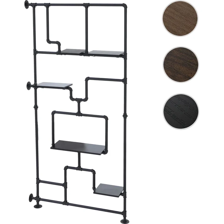 Raumteiler mit Regal HWC-P10, Wohnregal Ablageregal, Industrial Metall Melamin MVG 203x100x20cm ~ schwarz – Bild 10