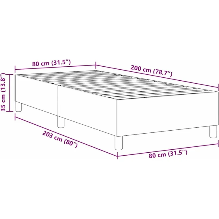 vidaXL Plattformbettgestell Creme 80 x 200 cm Cordstoff 3337379 – Bild 10