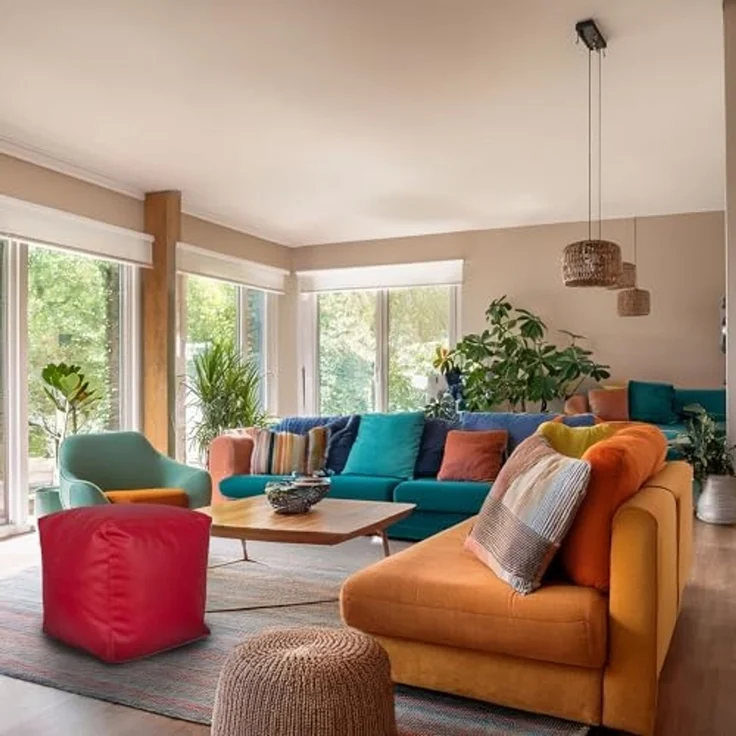 ARANAZ S.L. Griffe aus Holz, quadratisch, Ø 40 x 40 cm, Rot, gepolsterter und bequemer Sitz – Bild 3